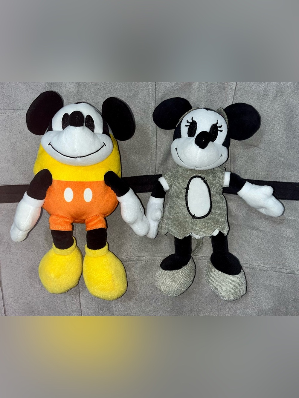 Hallowee Mickey (Candy Corn) and Minnie (Zombie/Monster) Plush - EXCELLENT COND.
